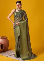 Cotton Leaf Green Festival Wear Floral Print Saree